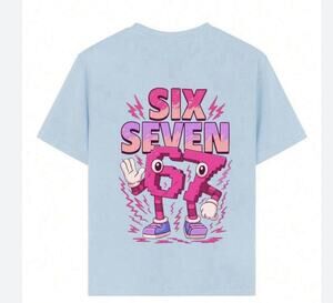 Six Seven Funny Meme Shirt Blue Girls M